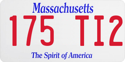 MA license plate 175TI2