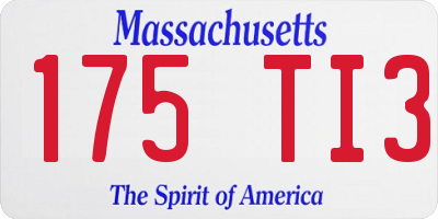 MA license plate 175TI3