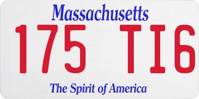 MA license plate 175TI6