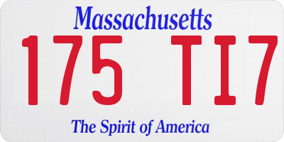 MA license plate 175TI7