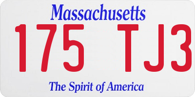 MA license plate 175TJ3