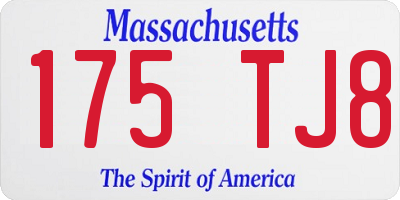 MA license plate 175TJ8