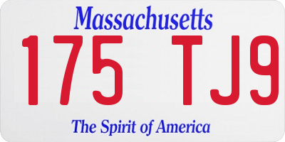 MA license plate 175TJ9