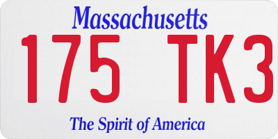 MA license plate 175TK3