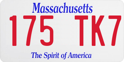 MA license plate 175TK7