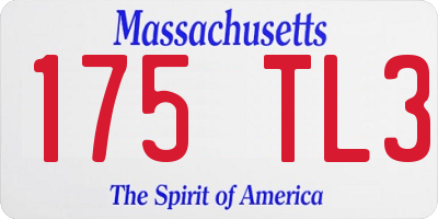 MA license plate 175TL3