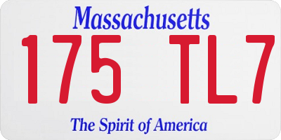 MA license plate 175TL7