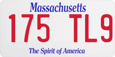 MA license plate 175TL9