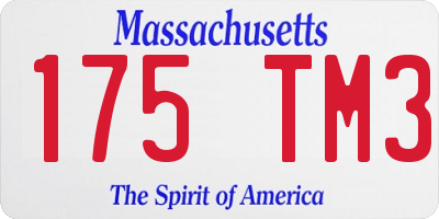 MA license plate 175TM3