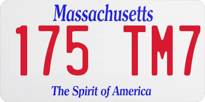 MA license plate 175TM7