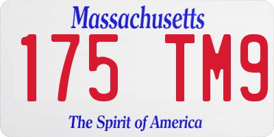 MA license plate 175TM9