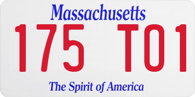 MA license plate 175TO1