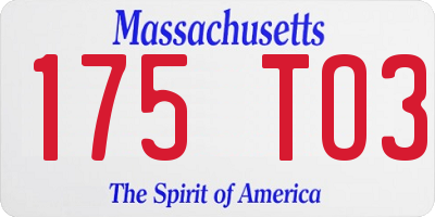 MA license plate 175TO3