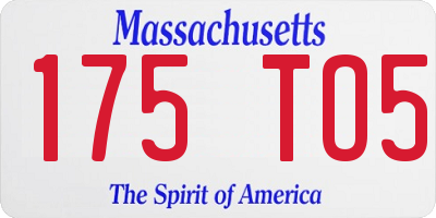 MA license plate 175TO5