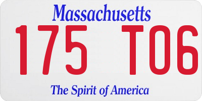 MA license plate 175TO6