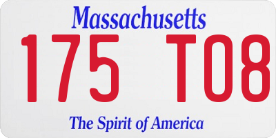 MA license plate 175TO8