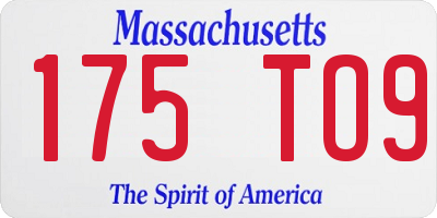 MA license plate 175TO9