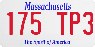 MA license plate 175TP3