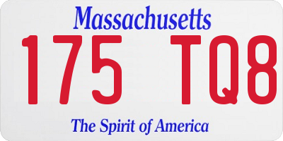 MA license plate 175TQ8