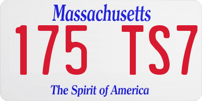 MA license plate 175TS7