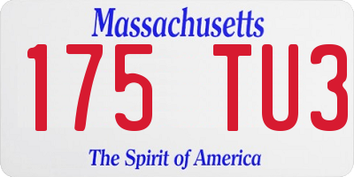 MA license plate 175TU3