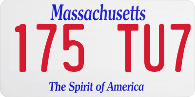 MA license plate 175TU7