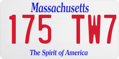 MA license plate 175TW7