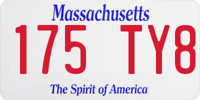 MA license plate 175TY8