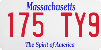 MA license plate 175TY9