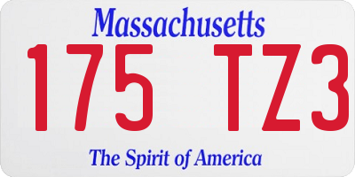 MA license plate 175TZ3