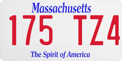 MA license plate 175TZ4