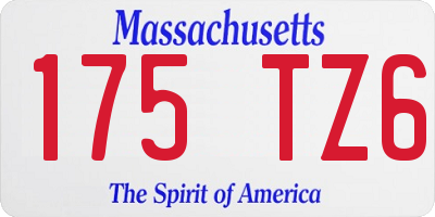 MA license plate 175TZ6