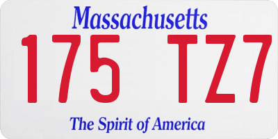 MA license plate 175TZ7