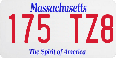 MA license plate 175TZ8