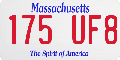 MA license plate 175UF8