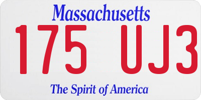 MA license plate 175UJ3