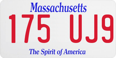 MA license plate 175UJ9