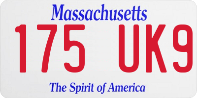 MA license plate 175UK9