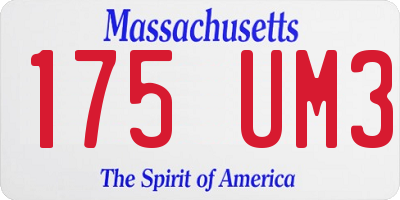 MA license plate 175UM3