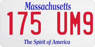 MA license plate 175UM9
