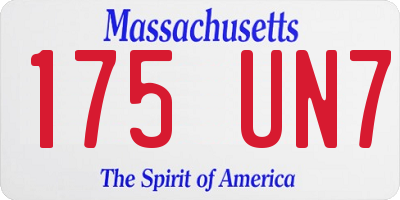MA license plate 175UN7