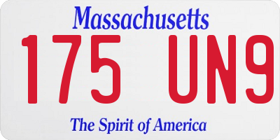 MA license plate 175UN9