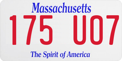 MA license plate 175UO7