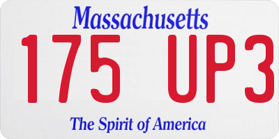 MA license plate 175UP3