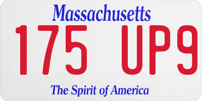 MA license plate 175UP9