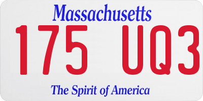 MA license plate 175UQ3
