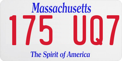 MA license plate 175UQ7