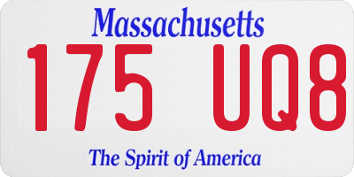 MA license plate 175UQ8