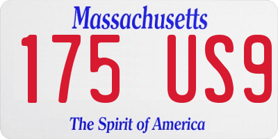 MA license plate 175US9