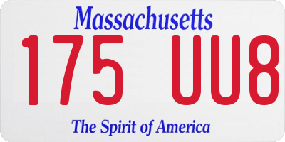MA license plate 175UU8